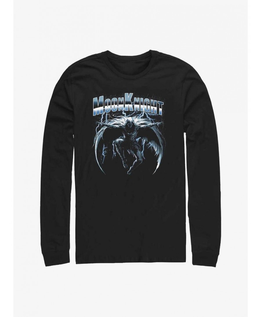 Premium Marvel Moon Knight Dark Rain Long Sleeve T-Shirt $12.37 T-Shirts