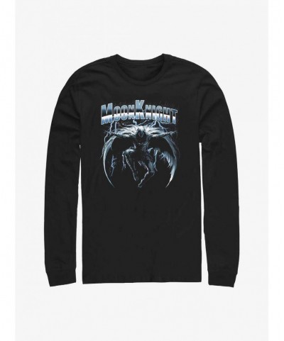 Premium Marvel Moon Knight Dark Rain Long Sleeve T-Shirt $12.37 T-Shirts