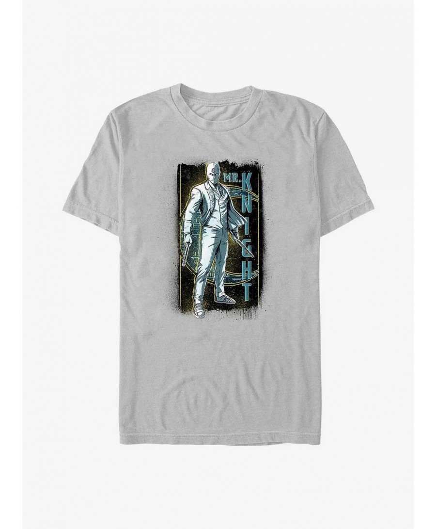 Flash Sale Marvel Moon Knight Mr. Knight Grunge Badge T-Shirt $6.31 T-Shirts