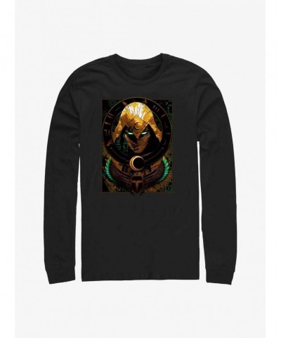 Hot Sale Marvel Moon Knight Scarab Moon Long Sleeve T-Shirt $11.05 T-Shirts