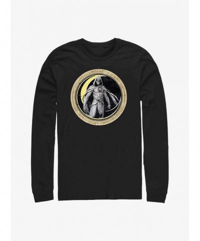 Limited-time Offer Marvel Moon Knight Circle Badge Long-Sleeve T-Shirt $8.76 T-Shirts