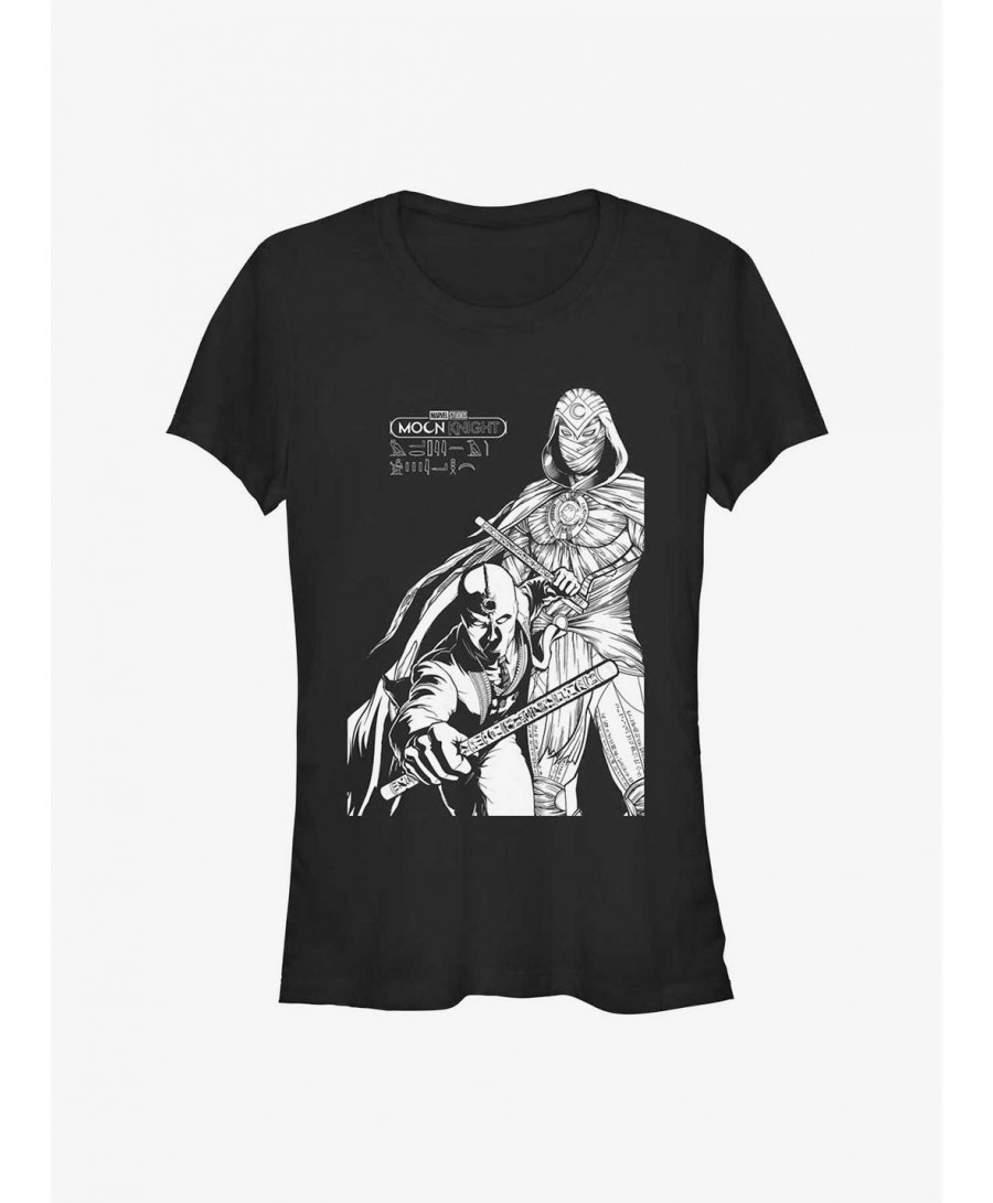 Flash Deal Marvel Moon Knight MK Line Art Duo Girls T-Shirt $8.96 T-Shirts