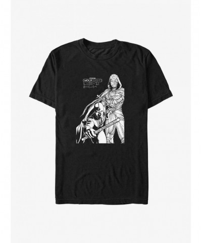 Unique Marvel Moon Knight and Mr. Knight Line Art Duo Big & Tall T-Shirt $9.57 T-Shirts