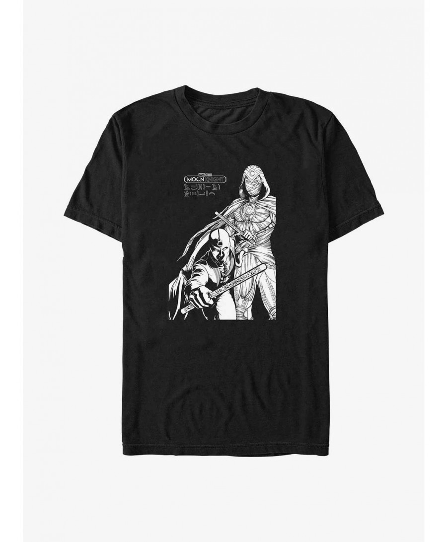 Unique Marvel Moon Knight and Mr. Knight Line Art Duo Big & Tall T-Shirt $9.57 T-Shirts