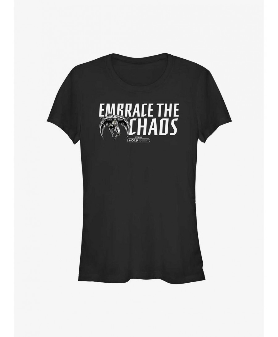 New Arrival Marvel Moon Knight Embrace The Chaos Girls T-Shirt $7.77 T-Shirts