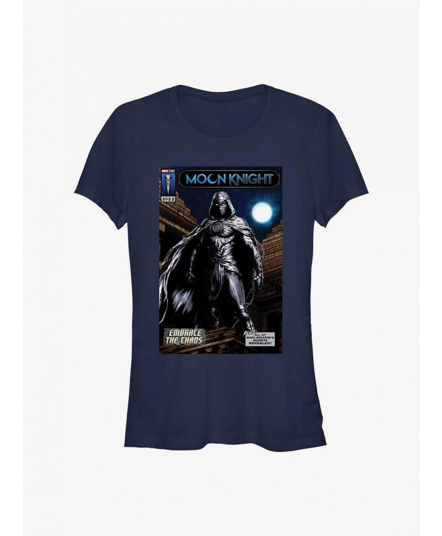 Trendy Marvel Moon Knight Embrace The Chaos Comic Cover Girls T-Shirt $8.57 T-Shirts