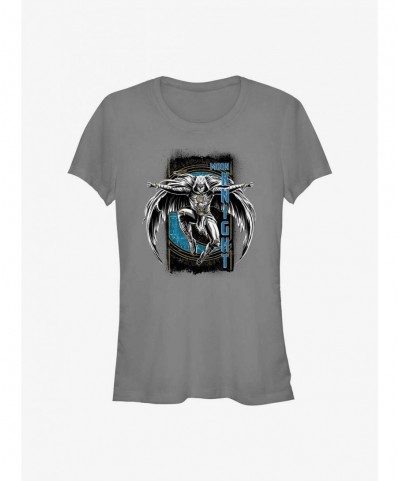 Festival Price Marvel Moon Knight Grunge Badge Girls T-Shirt $9.36 T-Shirts