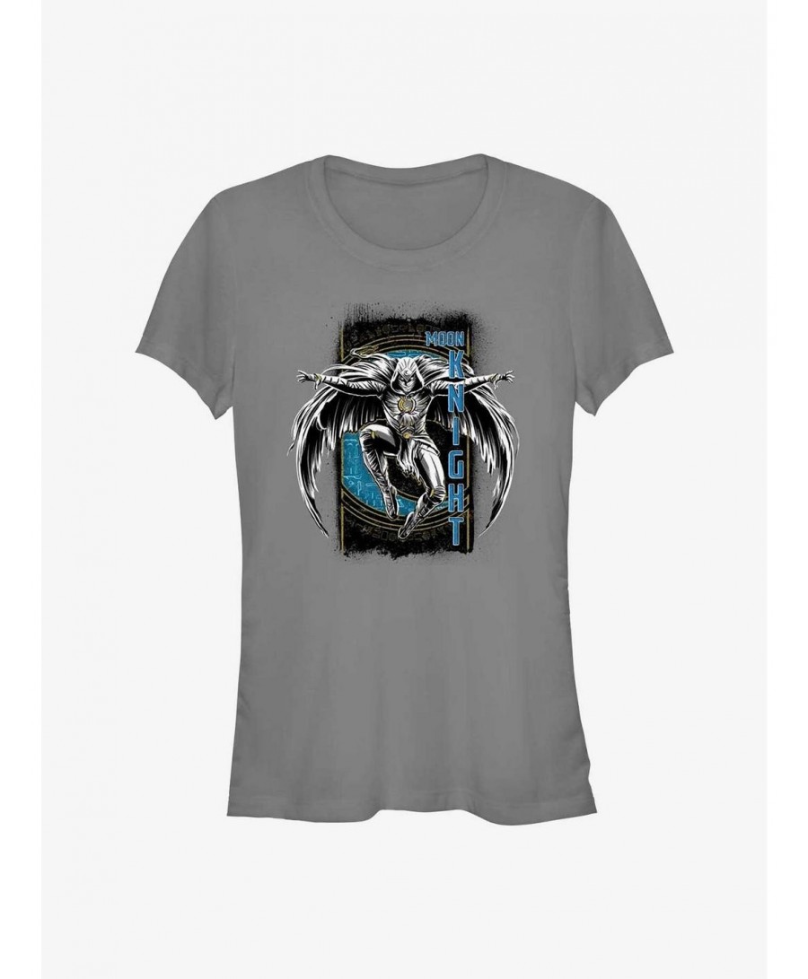 Festival Price Marvel Moon Knight Grunge Badge Girls T-Shirt $9.36 T-Shirts