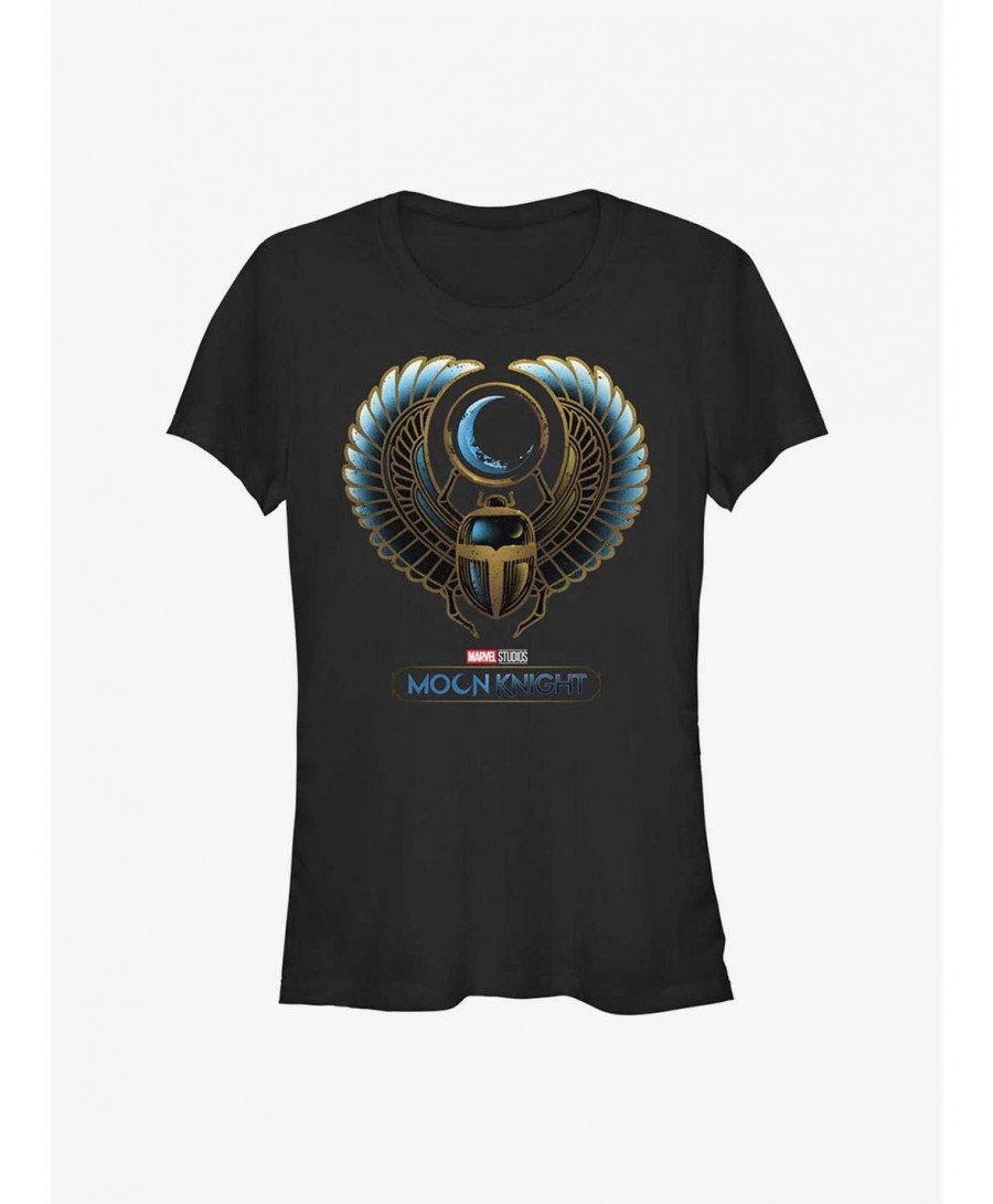 Hot Sale Marvel Moon Knight Scarab Moon Girls T-Shirt $7.97 T-Shirts